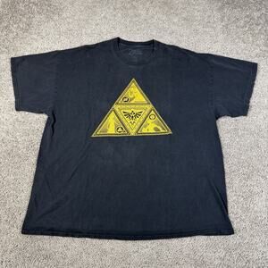 Zelda Shirt Mens 2XL Black Triforce Graphic Crew Neck Tagless Cotton Relaxed Fit